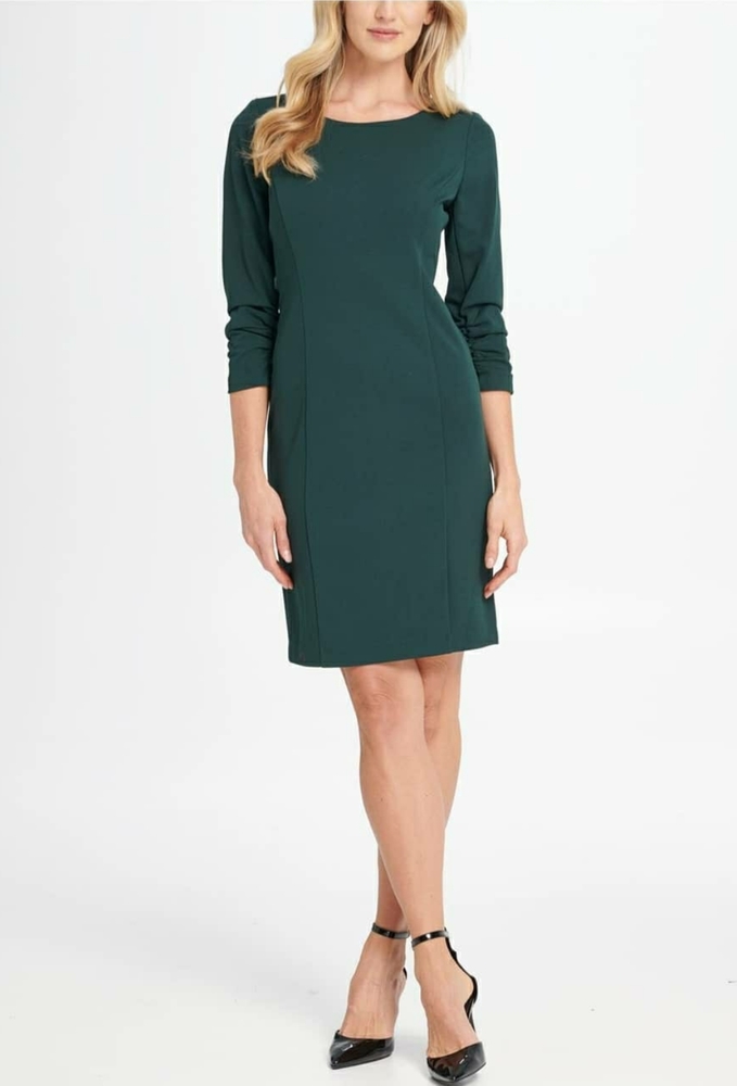 DKNY  Ruched Sleeve Sheath Dres Hunter